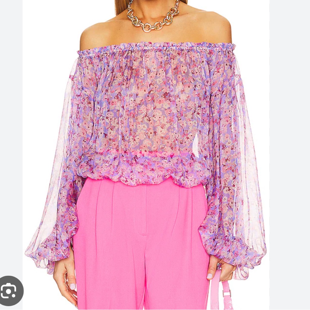 Caroline Constas Odessa Top In Periwinkle Spring Blossom